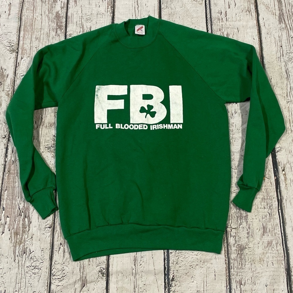 Vintage 1980s FBI Full Blown Irishman 80s Crewneck Sweatshirt